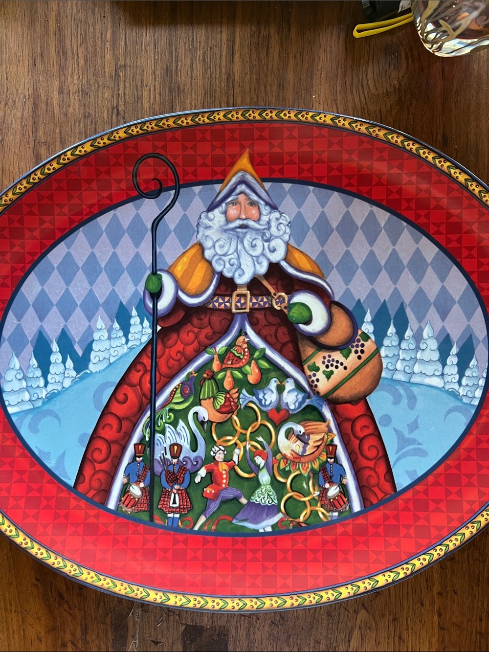 Vintage Jim Shore Holiday traditions Christmas Santa platter